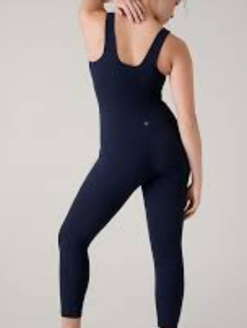 Athleta Navy Salutation Stash Scoop-Neck Bodysuit - Sz: Small